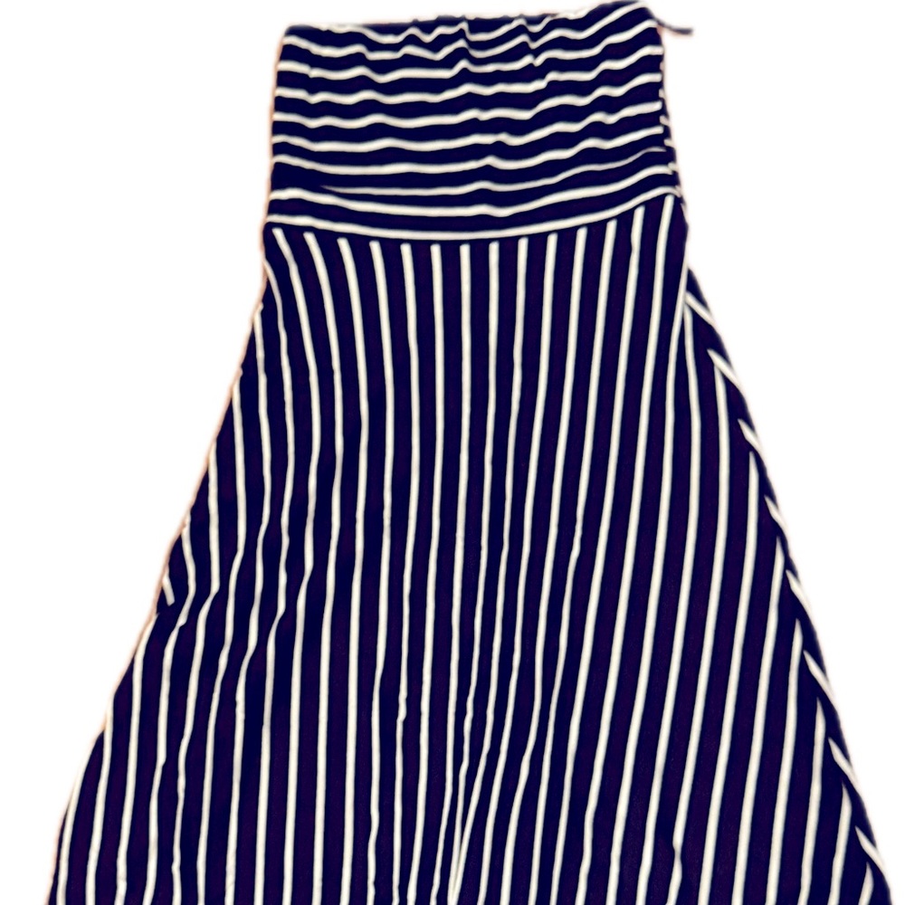 Bandeau Top Strapless Fitted Dress Striped Black and White Size Small